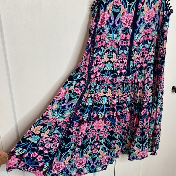 Jessica Simpson Navy Floral Dress - Boho - small - halter neck - tassel accents - Picture 5 of 5